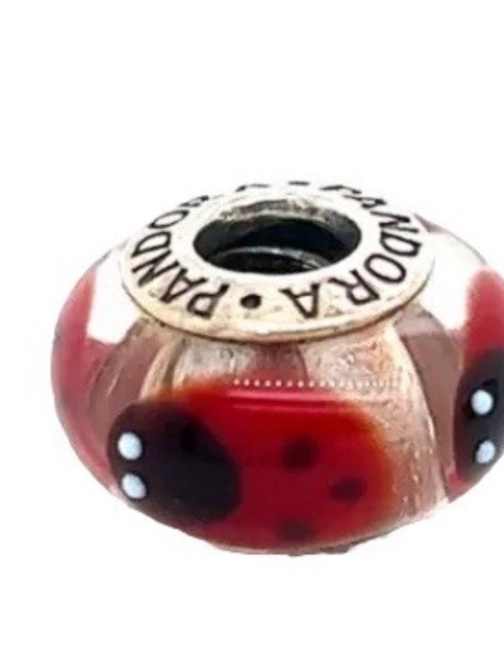 Pandora Red and Black Ladybug Glass Charm Bead